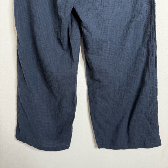 J. Crew Drapey Crinkle-cotton Beach Pant Navy XS Wide Leg Minimalist Fisherman - Picture 10 of 16